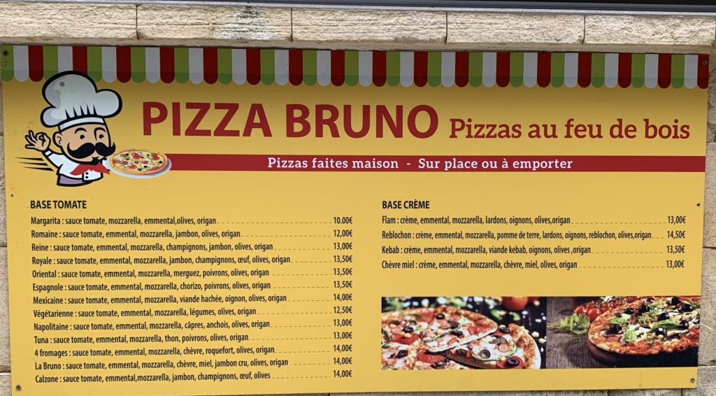 Menu Pizza Bruno